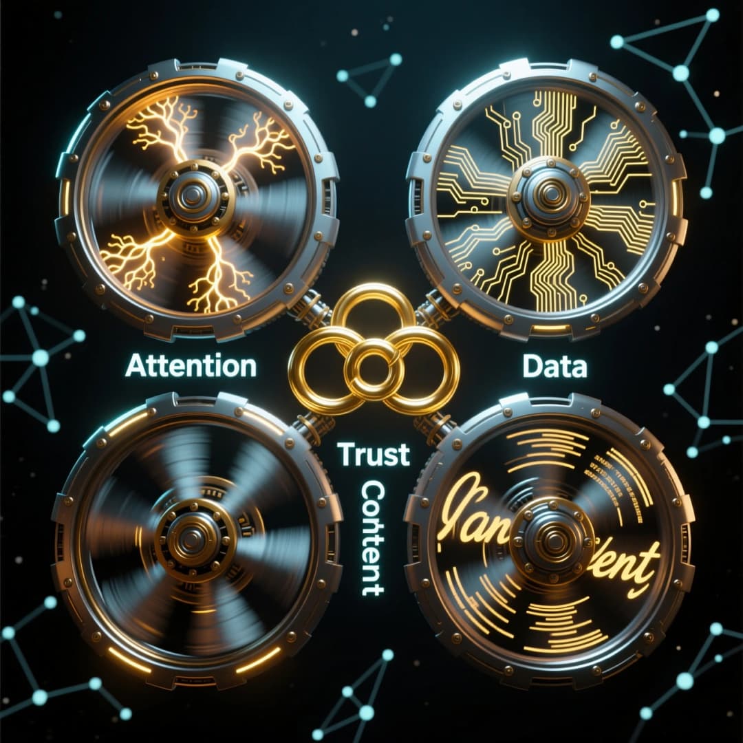 Four growth flywheels: Attention/Trust/Data/Content