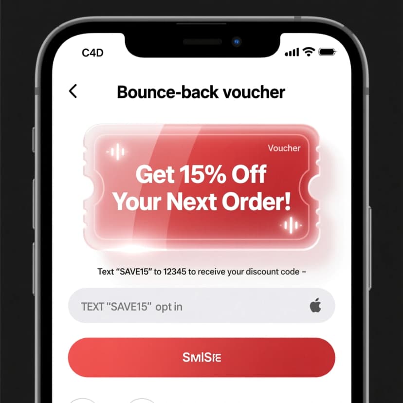 Bounce-back voucher at checkout with SMS opt-in prompt